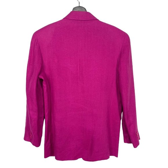 Vintage 90s Anne Klein Fuchsia Double Button Linen Blazer Small - Picture 2 of 8